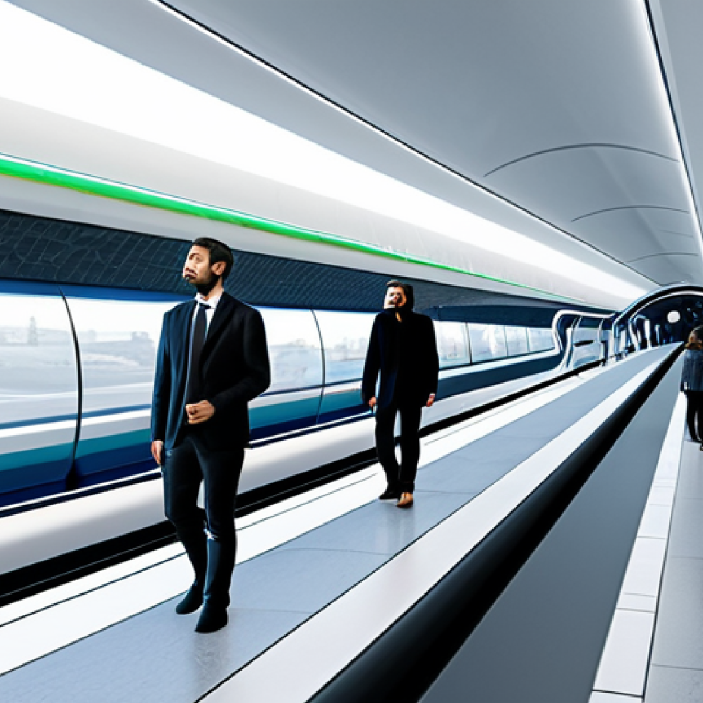 Modern Hyperloop Station Interior**
"Bright and spacious interior of a Hyperloop station in a modern Spanish city, bustling with diverse travelers in stylish, modest clothing, safe for work, appropriate content, fully clothed, professional, perfect anatomy, correct proportions, natural pose, high-resolution photograph, showcasing futuristic design and efficient transit."
**