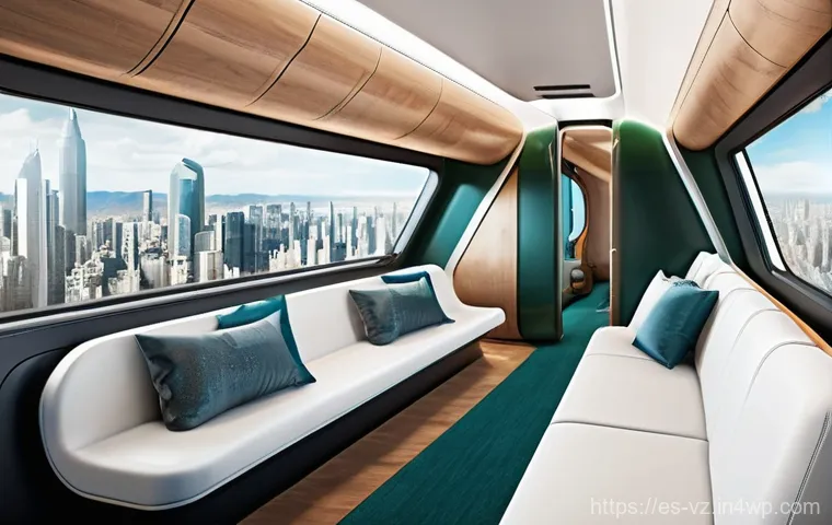 하이퍼루프 교통의 시장 전망 및 예측 - **Prompt 1: Luxurious Hyperloop Interior with Augmented Reality**
"A photorealistic, ultra-high-...