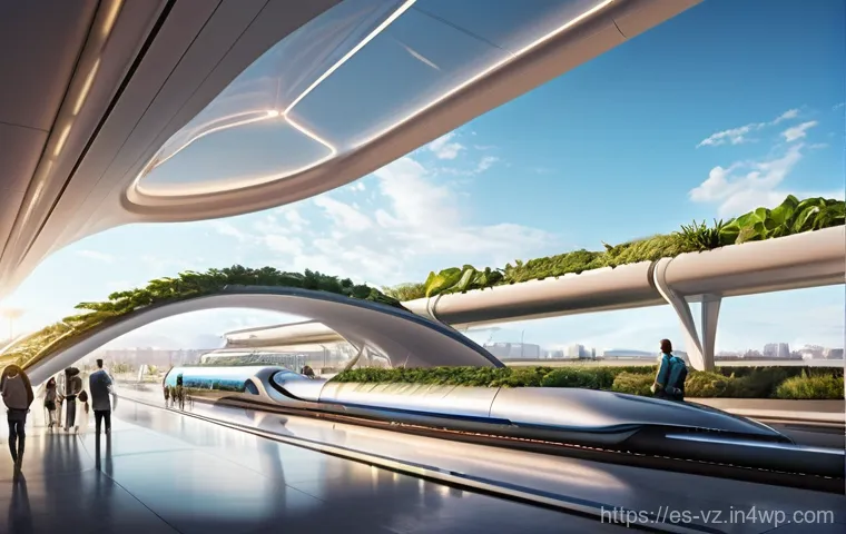 하이퍼루프 교통의 시장 전망 및 예측 - **Prompt 2: Sustainable Hyperloop Infrastructure Traversing a Natural Landscape**
    "A stunning wi...