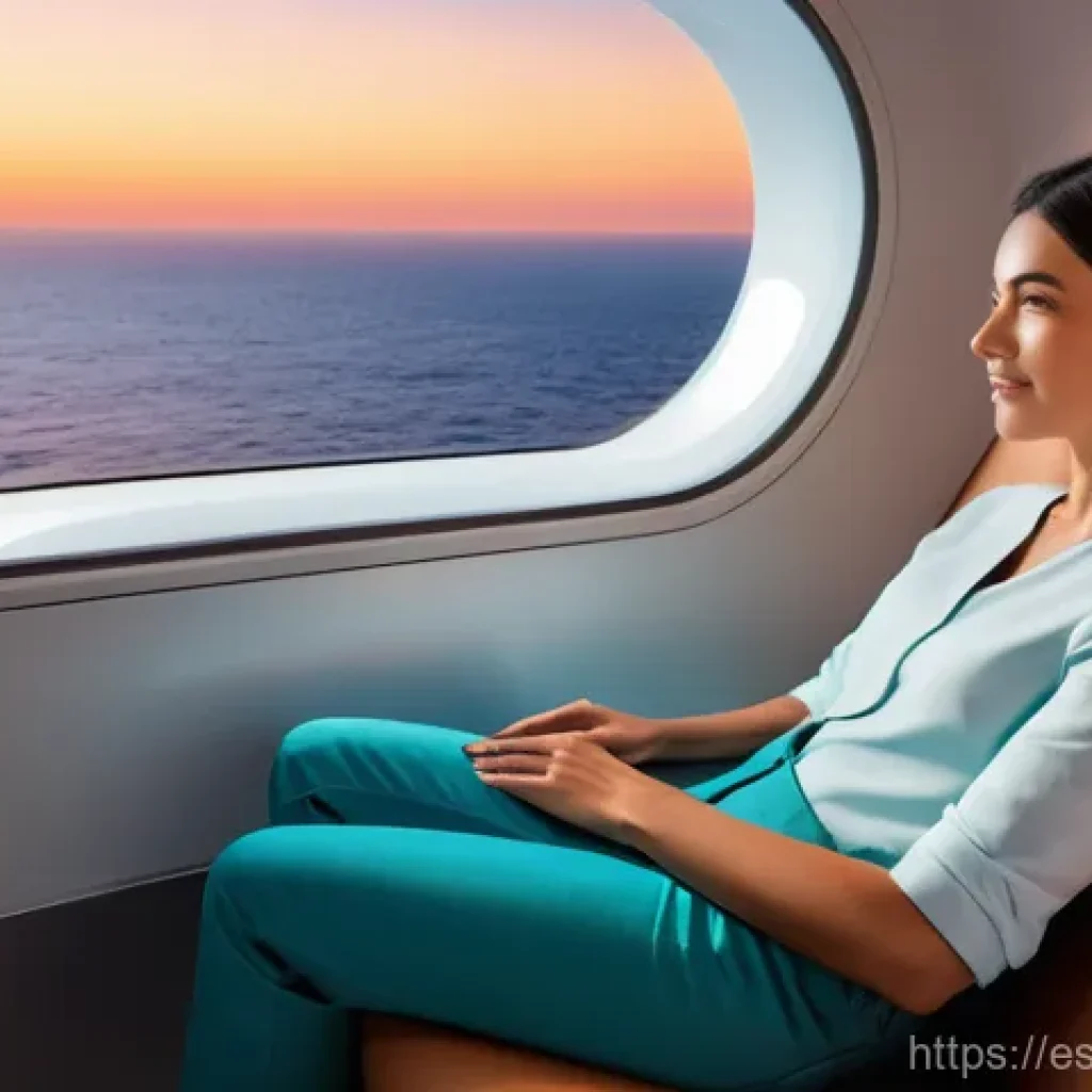 하이퍼루프 시스템의 사용자 경험 분석 - **"A serene interior shot of a futuristic Hyperloop capsule, showcasing a female passenger (adult, f...