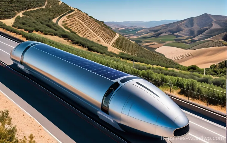 하이퍼루프 시스템의 사용자 경험 분석 - **"A serene interior shot of a futuristic Hyperloop capsule, showcasing a female passenger (adult, f...