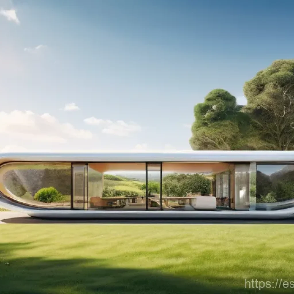 하이퍼루프 교통의 사회적 수익성 평가 - **Prompt:** A serene, futuristic family scene set in a sun-drenched, lush countryside. A modern, ele...