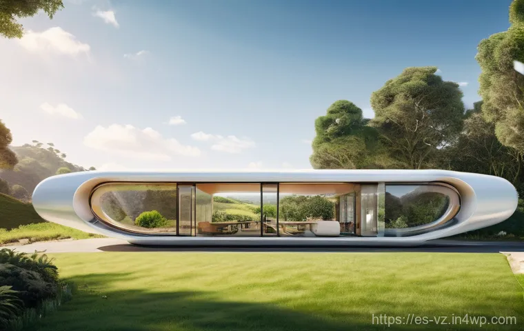 하이퍼루프 교통의 사회적 수익성 평가 - **Prompt:** A serene, futuristic family scene set in a sun-drenched, lush countryside. A modern, ele...