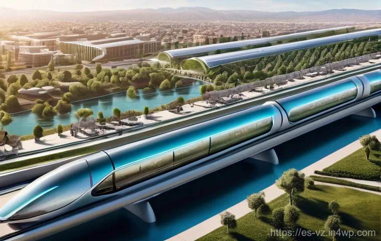 하이퍼루프 교통의 사회적 수익성 평가 - **Prompt:** The luxurious and ultra-modern interior of a Hyperloop capsule, showcasing a diverse gro...
