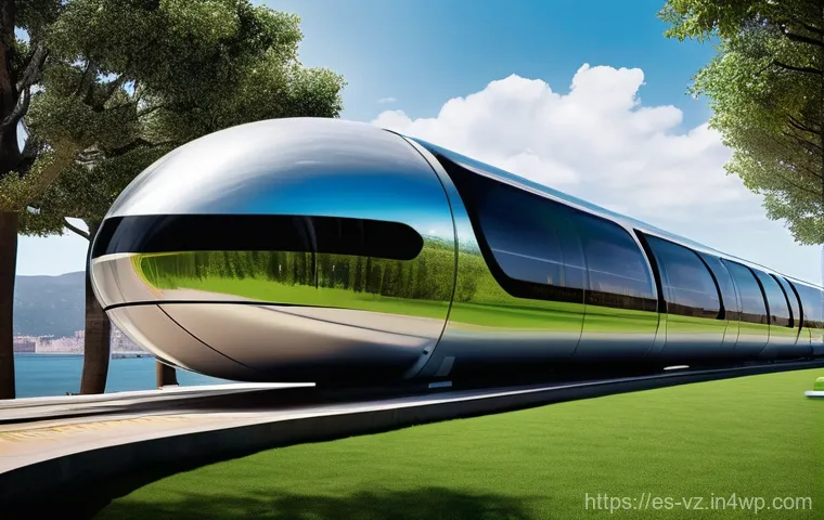 하이퍼루프의 경제적 이점 분석 - **Prompt: "A vibrant, bustling Hyperloop station serving as a dynamic hub connecting a mid-sized Spa...
