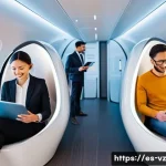 Home 15 하이퍼루프 시스템의 고객 요구 분석 - **Prompt:** A group of diverse passengers, including a business professional, a couple, and a parent...