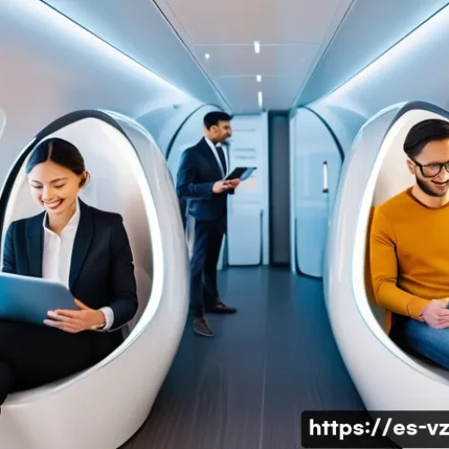 Home 27 하이퍼루프 시스템의 고객 요구 분석 - **Prompt:** A group of diverse passengers, including a business professional, a couple, and a parent...