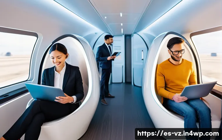하이퍼루프 시스템의 고객 요구 분석 - **Prompt:** A group of diverse passengers, including a business professional, a couple, and a parent...