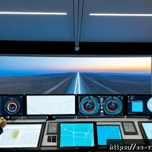 하이퍼루프 시스템의 운영 효율성 분석 - Photorealistic hyperloop operations control center in Madrid, Spain, a diverse team of engineers mon...